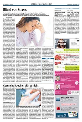 Jede Woche erscheint die Sonderseite „Ratgeber Gesundheit“ in der meistgelesenen Zeitung RHEINPFALZ