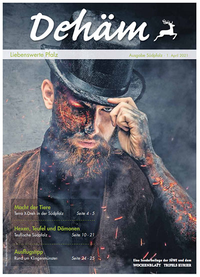 Titelseite Dehäm Im Heimatmagazin „Dehäm“ findet sich Content aus der Pfalz, ein ideales Umfeld für Anzeigen.