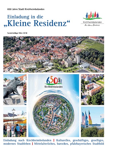Titelseite Sonderbeilage Stadt-Jubiläum Kirchheimbolanden Angebot für Stadtjubiläen und lokale Ereignisse, hier am Beispiel des 650-Jahre-Jubiläums der Stadt Kirchheimbolanden