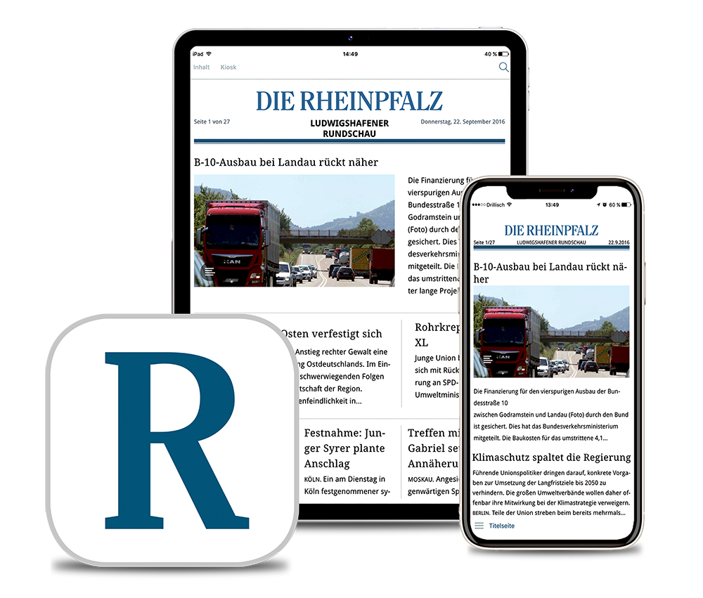 Die RHEINPFALZ-App auf dem Tablet und dem Smartphone