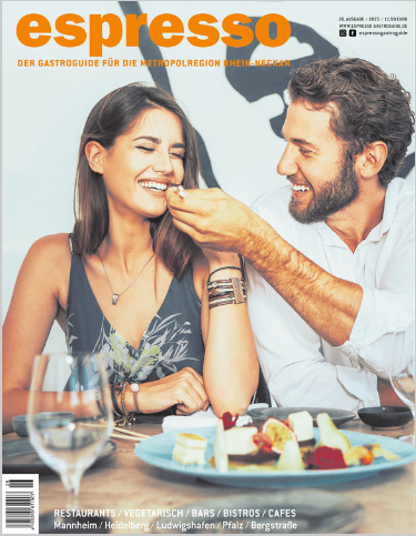 Titelseite espresso Werbung für gutes Essen und Trinken findet man im Gastromagazin „espresso“ für den Großraum Mannheim und Metropolregion Rhein-Neckar.