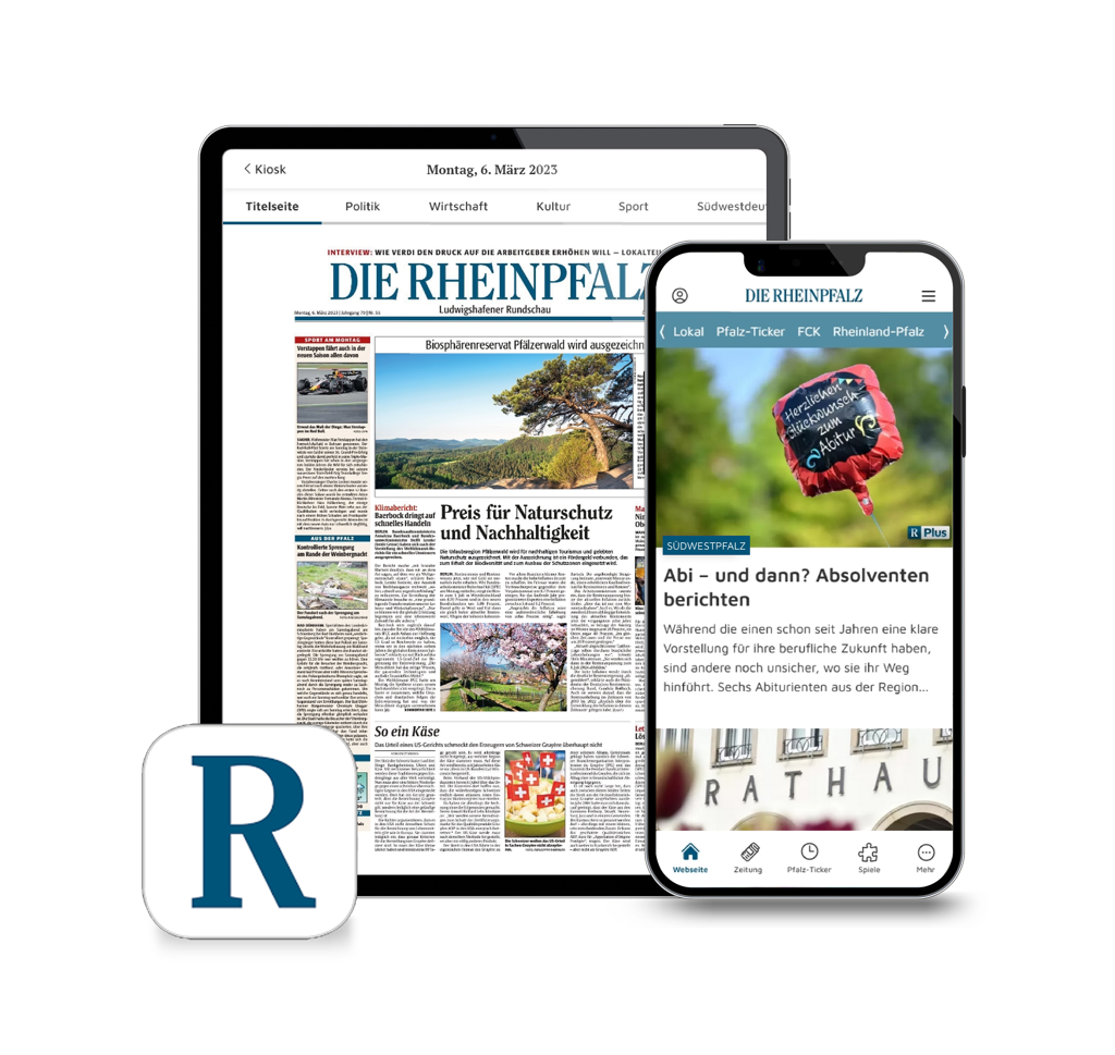 Die RHEINPFALZ-App auf dem Tablet und dem Smartphone
